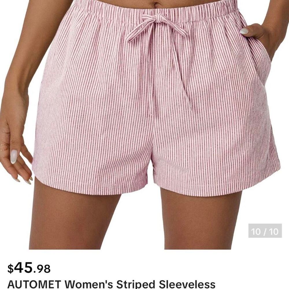AUTOMET Striped High Waisted Shorts Size Large